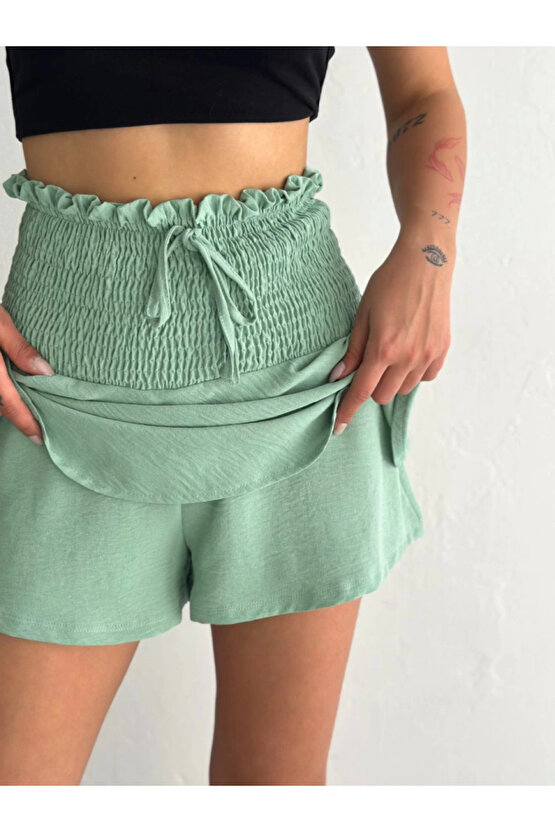 Ayrobin Şortlu Etek - Su Yeşili