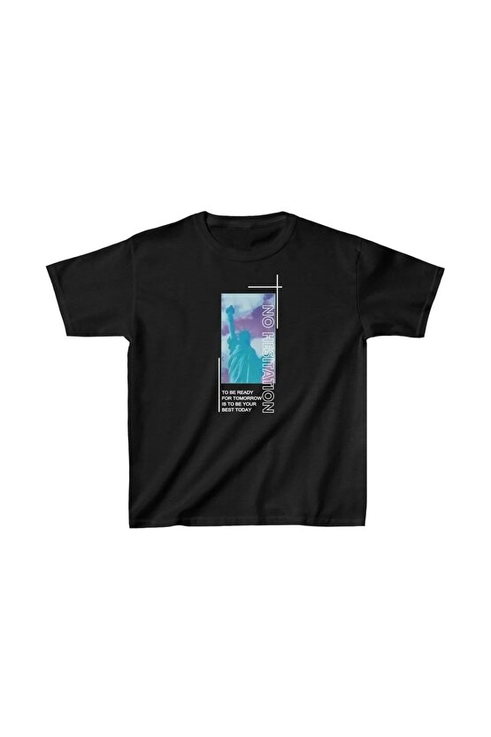 Çocuk Unisex Baskılı T-Shirt - Siyah