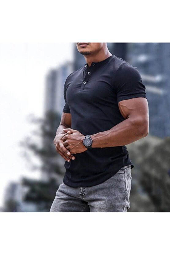 Edolika Kadın Kısa Kollu Hakim Yaka önü Düğmeli Viskon Tişört