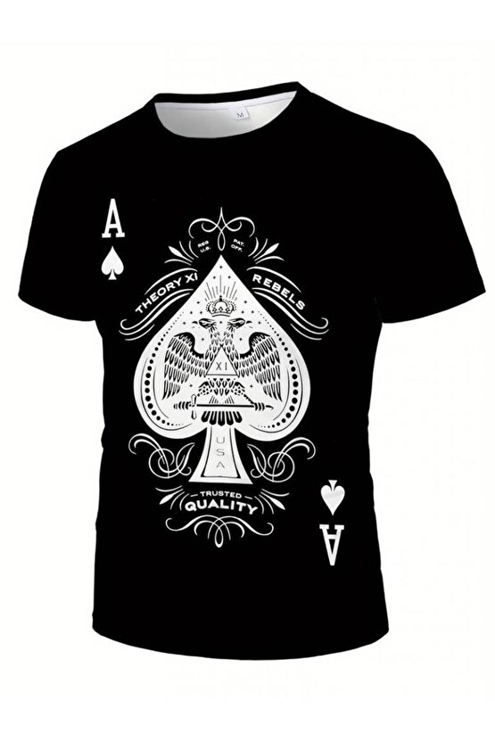 Erkekkısa Kollu Yuvarlak Yaka Desenli Viskon T-shirt