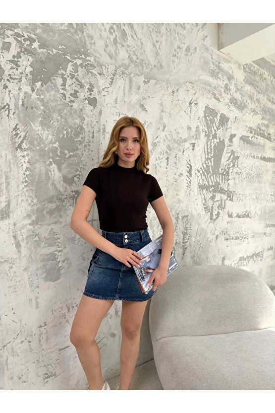 Kadın Kısa kol Badi bluz - Siyah