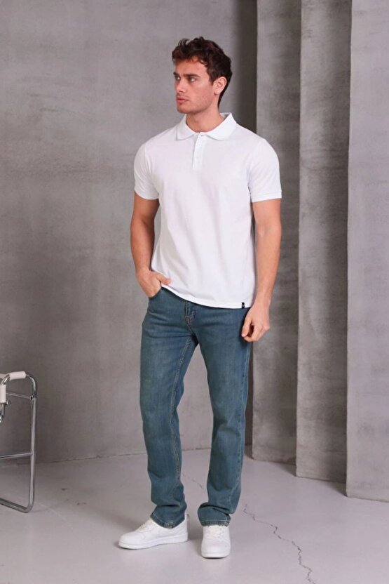 Erkek Slim Fit Pamuklu Yumuşak Doku Nefes Alan Kumaş Yakalı Tişört