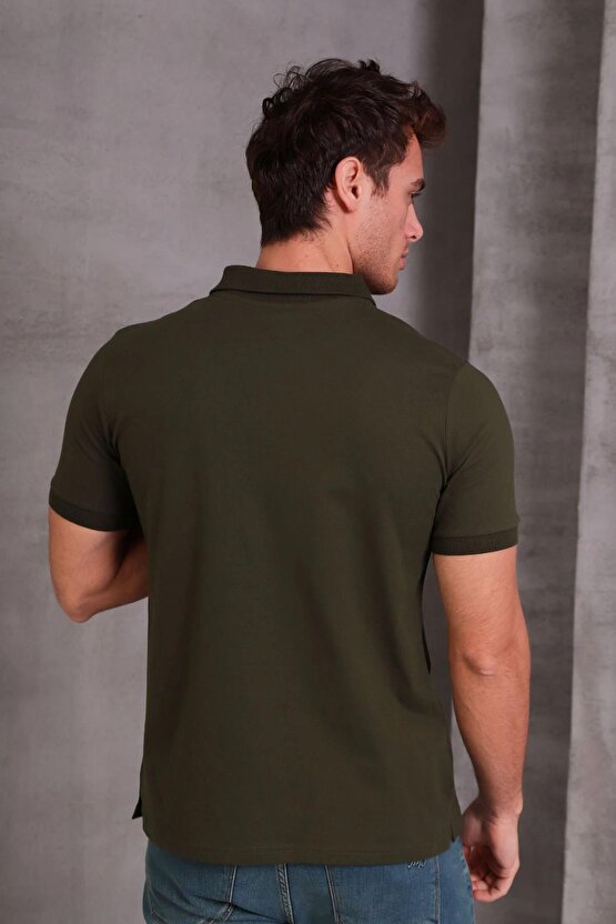 Erkek Slim Fit Pamuklu Yumuşak Doku Nefes Alan Kumaş Yakalı Tişört