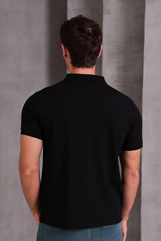 Erkek Slim Fit Pamuklu Yumuşak Doku Nefes Alan Kumaş Yakalı Tişört