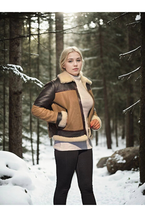 Velmora Uzun Kollu Yakalı Hakiki Kürk - Kahve -