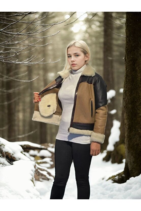 Velmora Uzun Kollu Yakalı Hakiki Kürk - Kahve -