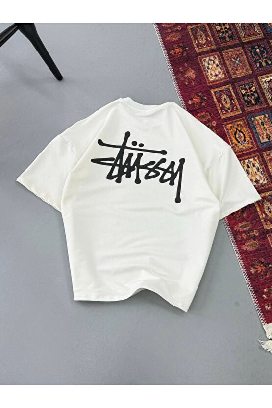 Edolika Erkek Baskılı Oversize T-shirt - Beyaz