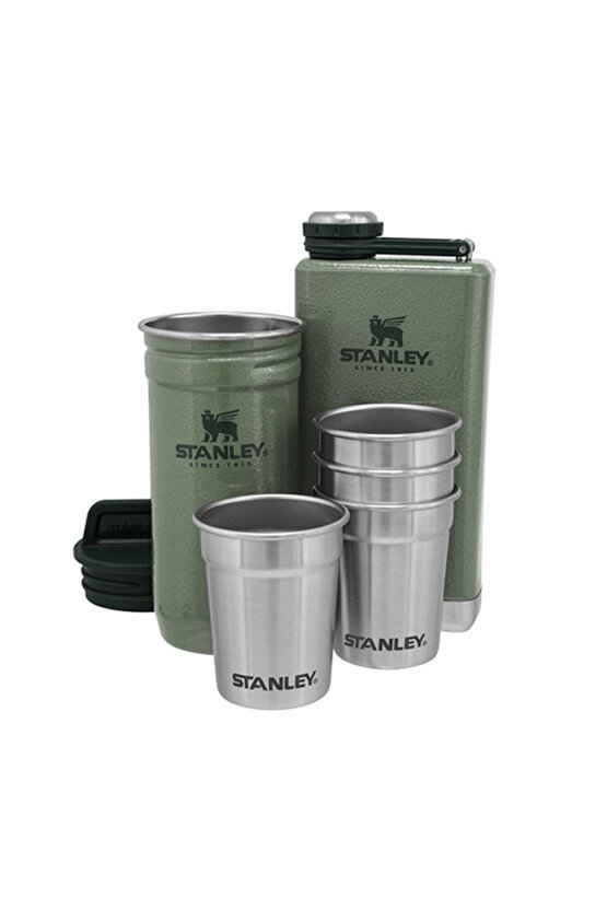 Adventure Çelik Shot Gri Bardak ve Yeşil Matara Seti