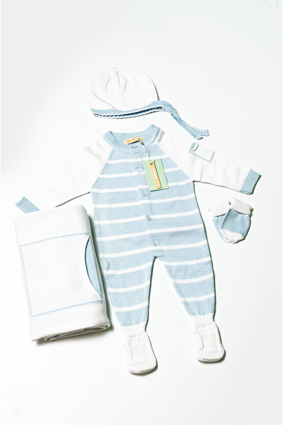 Yenidoğan 4lü Örme Triko Bebek Set