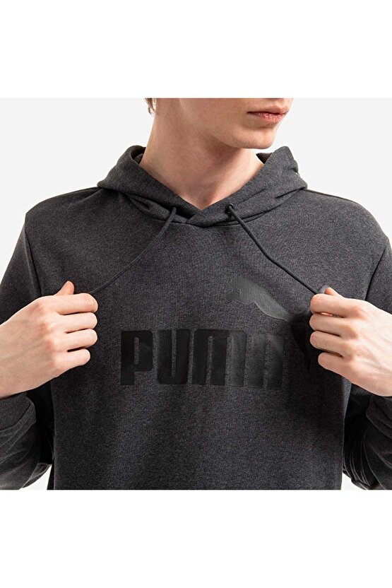 586688 ESS Big Logo Hoodie Erkek Kapüşonlu Sweatshirt FÜME