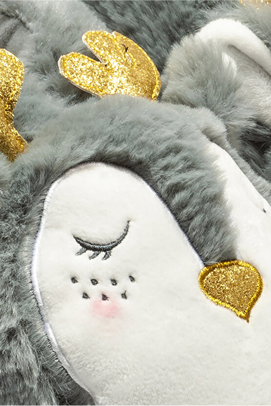 Sili Kadın Hayvanlı Panduf Gri 3641