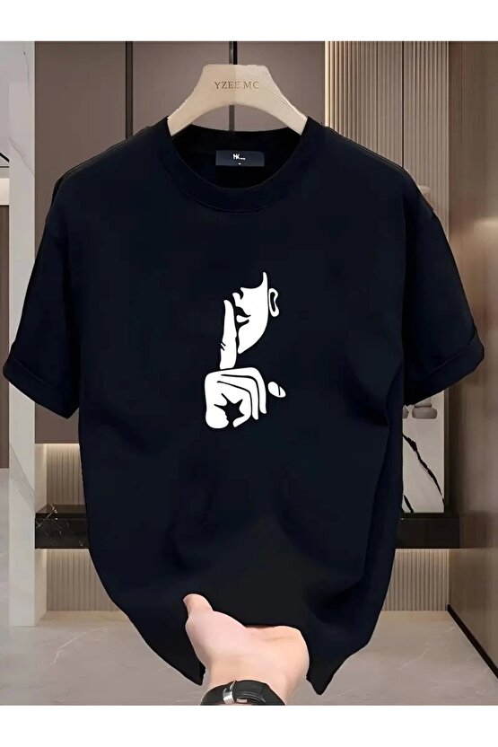 Rahat Bisiklet Yaka Tişört, Yaratıcı Karikatür Baskı - Yumuşak Polyester, Her Mevsim Giyilebilir- Si