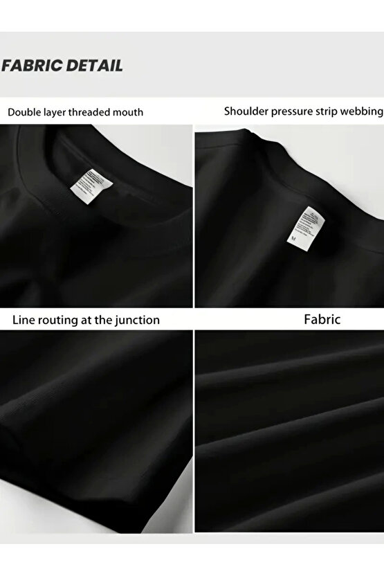 AICG Ön Arka Baskılı Bisiklet Yaka Kadın Oversize Bisiklet Yaka T-shirt - Siyah