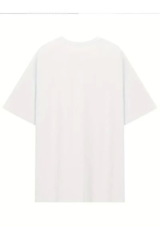 [Günlük T-Shirt] Hafif Kadın Günlük T-Shirt | Bol Kesim, Kısa Kollu, Yuvarlak Yaka, Eğlenceli Karika