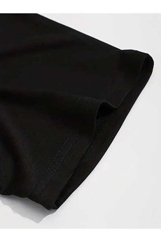 Sporda Hayata Giyilebilir GYM Baskılı Oversize Bisiklet Yaka Erkek T-shirt - Siyah