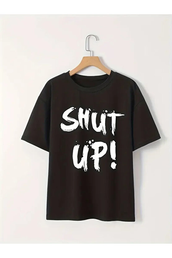 201 PENYE COMPACK BASKILI OVERSİZE BİSİKLET YAKA M KISA KOL YAZLIK T-SHİRT - SİYAH