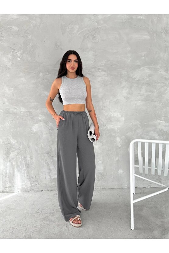 Ayrobin Oversize Kadın Pantalon - Füme
