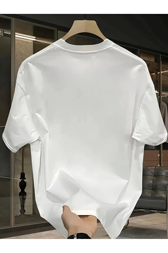 Pembe Panter Baskılı Erkek Oversize Günlük Kısa Kollu Tişört İlkbahar ve Yaz için Mükemmeldir - Beya