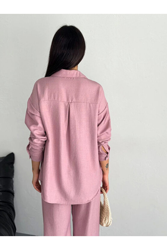 Gömlek Pantolon Ikili Takım - Toz Pembe