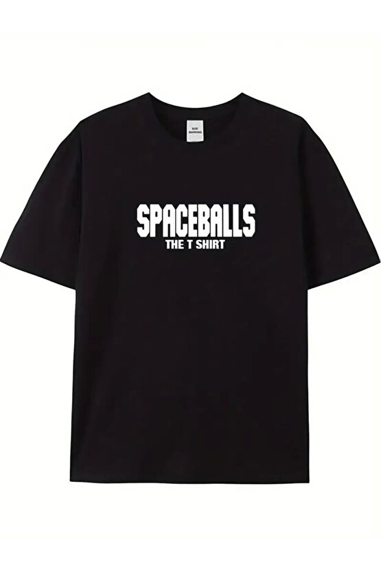 201 Penye Compack SPACEBALLS Erkek Baskılı Oversize Bisiklet Yaka Kısa Kol Yazlık T-shirt - Siyah