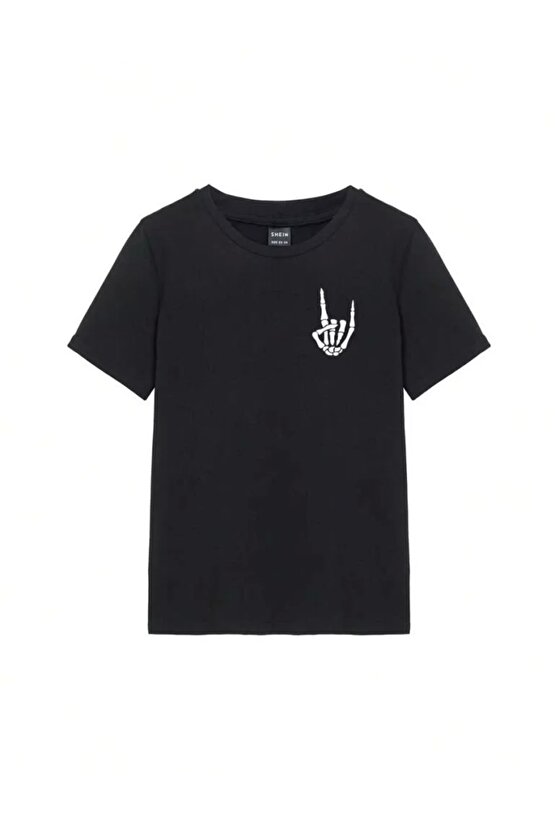 Baskılı Kadın T-shirt - Siyah