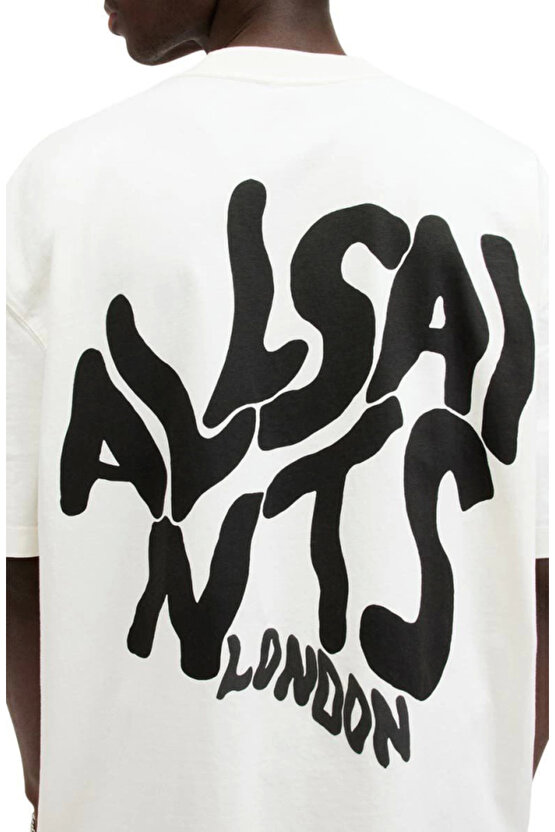 Erkek Baskılı Oversize T-shirt - Beyaz