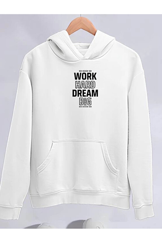 Kışlık Üç İplik Kapüşonlu SweatShirt - Beyaz