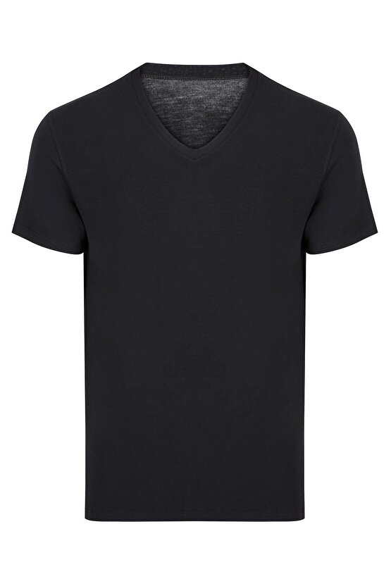 Bambu Erkek V Yaka Tişört Ve Şort Seti Siyah