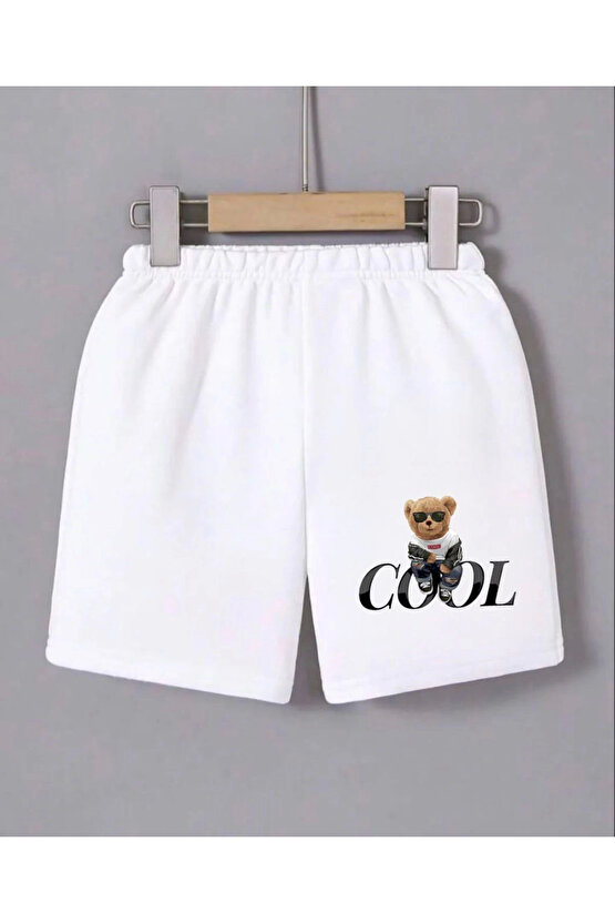 Kadın Beli Lastikli Baskılı Mini Şort - Beyaz