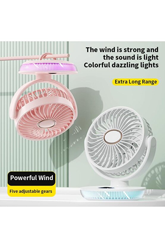 ŞARJLI MASAÜSTÜ MİNİ KLİMA SERİNLETİCİ FAN RGB LED IŞIKLI VANTİLATÖR ASKILI FAN
