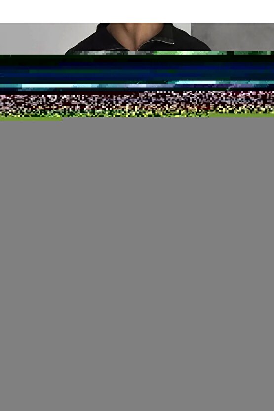 Unisex Yarım Fermuarlı Baskılı T-Shirt - Siyah