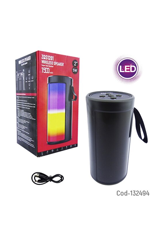 Bluetooth Speaker Kablosuz Hoparlör Led Işıklı Fm Radyolu Sd Kart Ve Usb Girişli 5w Şarjlı Hoparlör