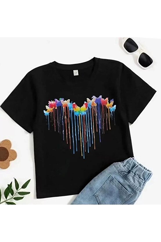 Çocuk Unisex Baskılı T-Shirt - Siyah