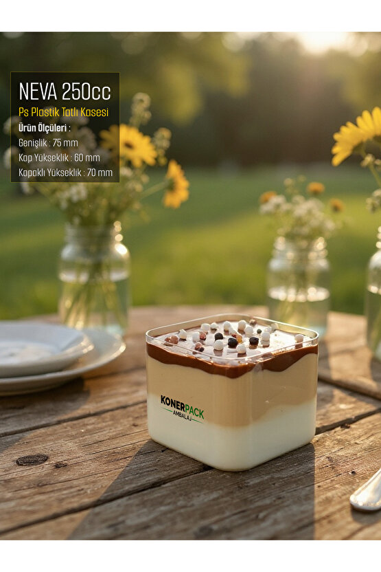 36 Adet Mika Sert Plastik Tatlı Kasesi 36 Kap + 36 Kapak Takım