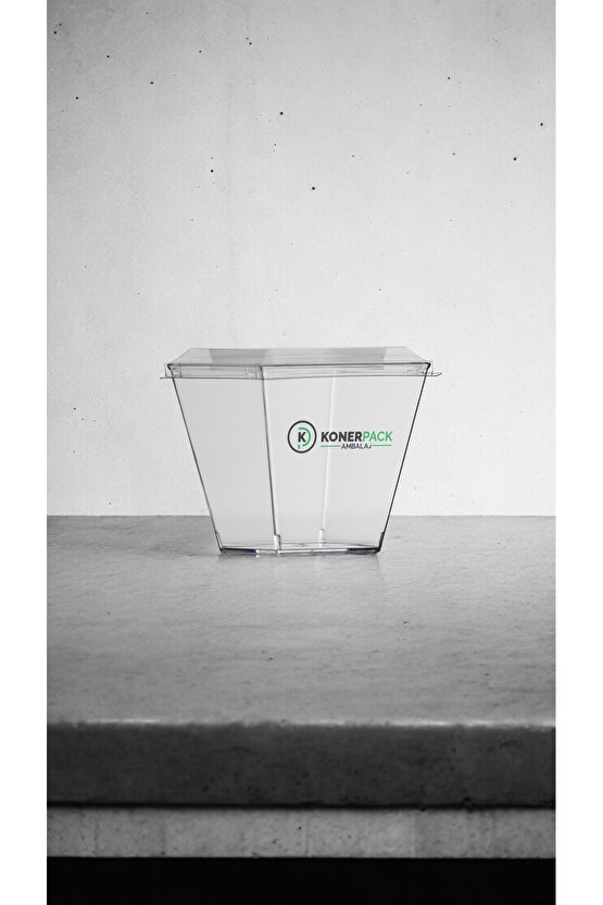 Prizma Tatlı Kasesi 100 Adet Kapak Dahil,Şeffaf Renk Magnolya kasesi,Mika Sert Plastik Tatlı Kasesi