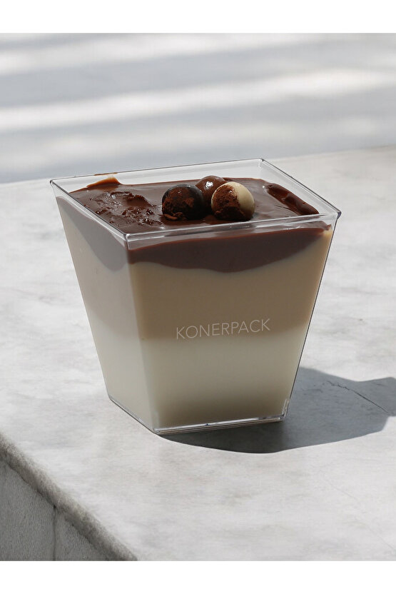 Prizma Tatlı Kasesi 100 Adet Kapak Dahil,Şeffaf Renk Magnolya kasesi,Mika Sert Plastik Tatlı Kasesi