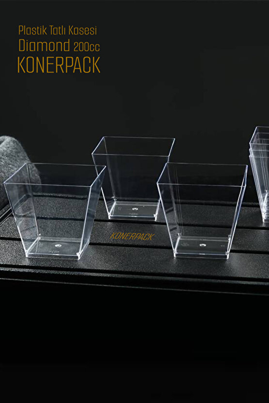 50 Adet Mika Plastik Şeffaf KAPAKSIZ Sunum Kabı 200cc Tatlı & Meze ve Salata Kasesi