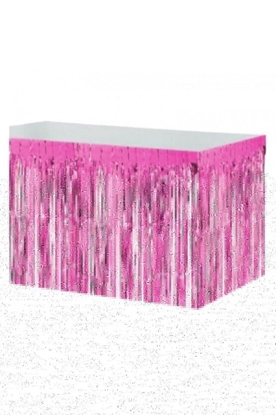 Pembe Metalik Folyo Püskül Masa Eteği 70x400cm