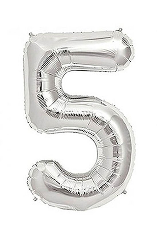 5 Rakam Silver Folyo Balon Sayılı Balon 100 Cm Dev Boy