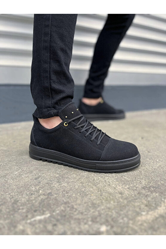 JY152 Cool Bağcıklı Süet Erkek Günlük Spor Klasik Ayakkabı SST - Siyah