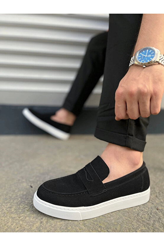 JY180 Estilo X Bağcıksız Süet Erkek Günlük Spor Klasik Ayakkabı SBT - Siyah