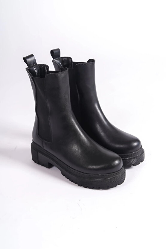 LORA Bağcıksız Lastikli Ortopedik Taban Kadın Bot CST - Siyah