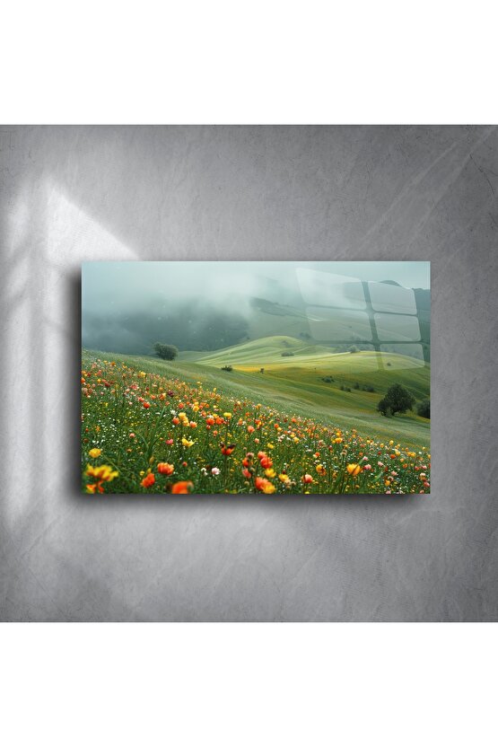 Akrilik Üzerine Yaban Çiçeği Manzara Duvar Sanatı