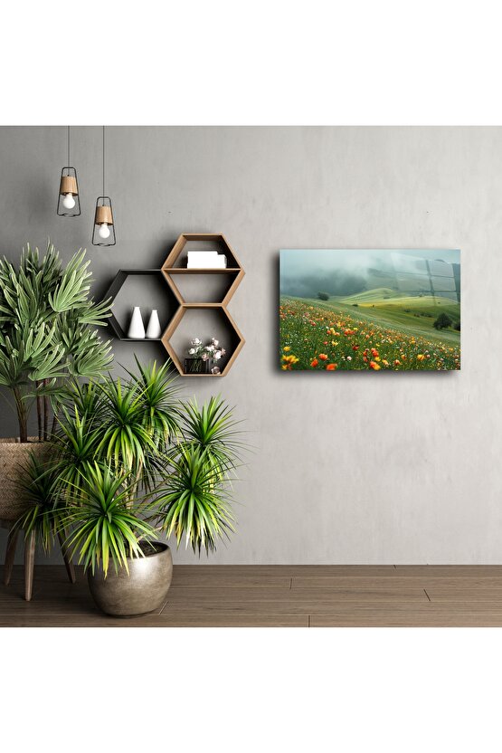 Akrilik Üzerine Yaban Çiçeği Manzara Duvar Sanatı