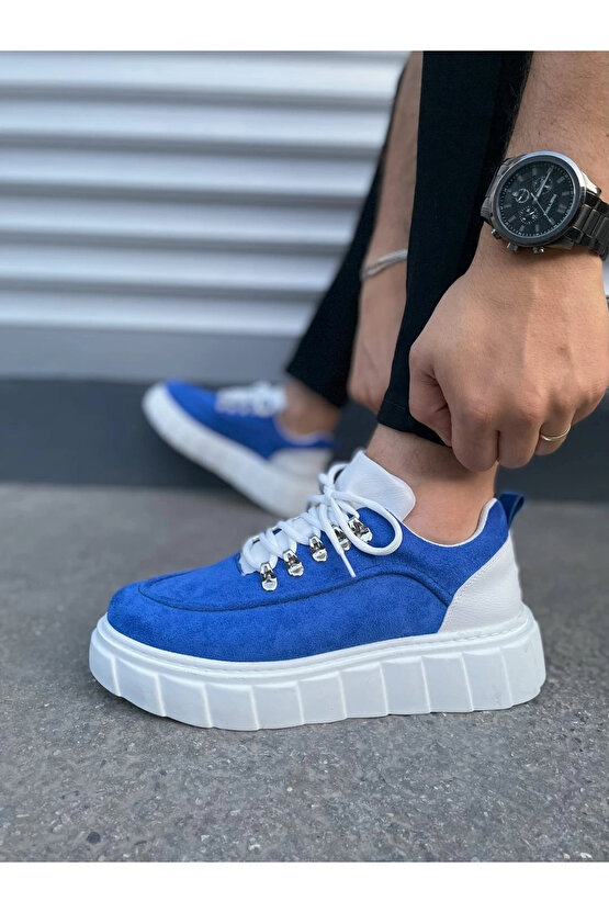 JY010 Cloud Bağcıklı Süet Erkek Günlük Sneaker Ayakkabı SBT - MaviBeyaz