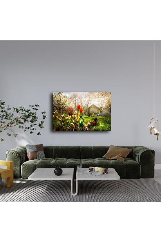 Doğal Bahar Manzaralı Cam Tablo