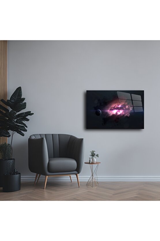 Pembe Mor Galaksi Duvar Tablosu