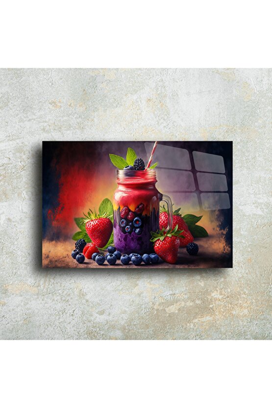 Cam Tablo Meyve Smoothie Duvar Sanatı