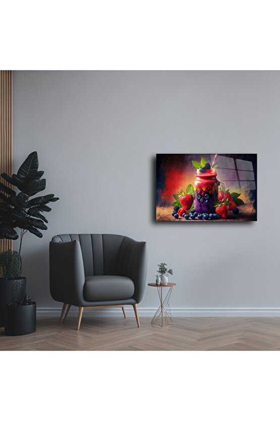 Cam Tablo Meyve Smoothie Duvar Sanatı