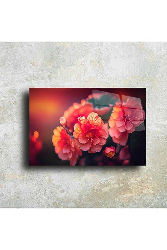 Cam Tablo Çiçek Duvar Sanatı